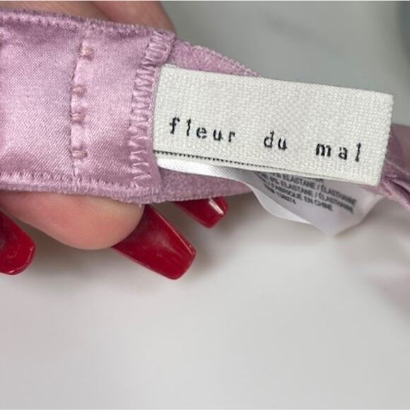 Fleur du Mal Women's 34DD Pink Monet Embroidered Sheer Balconette Bra EUC - Picture 4 of 4